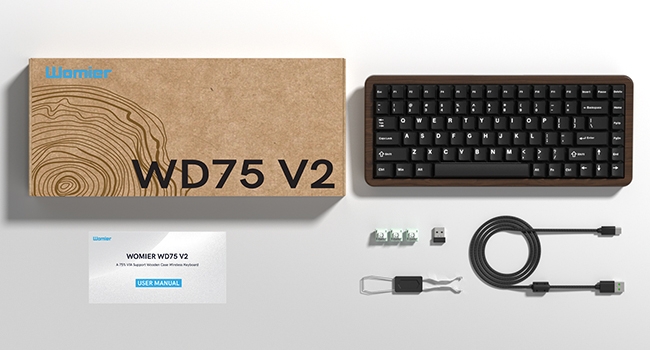 75% Mechanical Keyboard Wireless with QMK/VIA, WD75 V2 Wood Gaming Keyboard