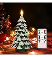 PChero Christmas Tree LED Candle with Remote Timer, 7.9 Inch Real Wax Battery Operated Pillar Can...