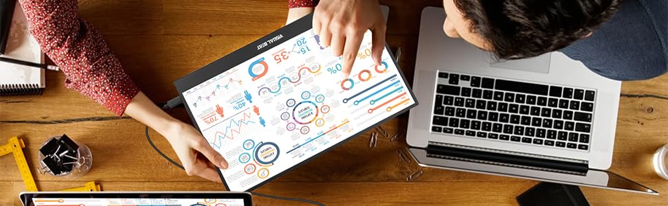 Connect the VISUAL BEAT portable display to your laptop to improve your efficiency