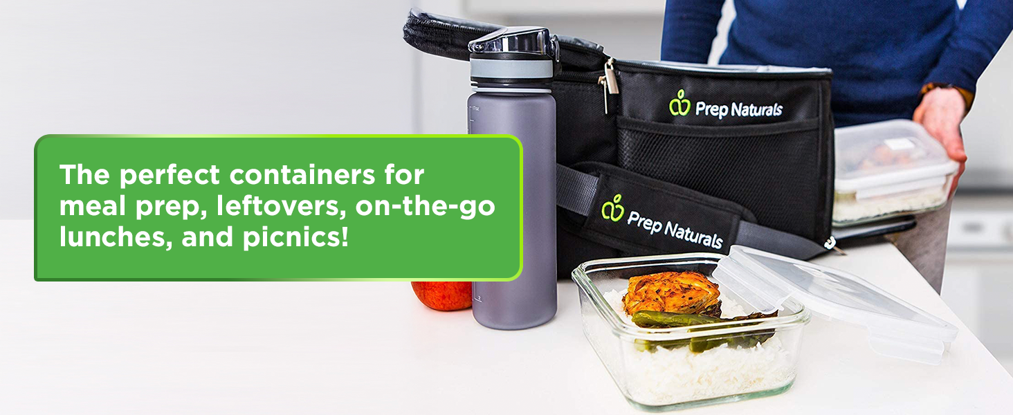 On-the-go glass container with food for lunch