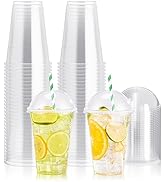 100 PACK 16 oz Clear Plastic Cups with Dome Lids, Disposable Dessert Cups, Parfait cups for Ice C...