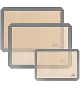 Silicone Baking Mat, Set of 3 Reusable Non-Stick Food Safe Baking Sheets for Cookies,for Making C...