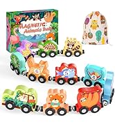 Zeoddler Toys for Toddlers, 11 Magnetic Wooden Animals Train Set, Montessori Toys for Toddlers, L...