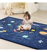 PaPaMat 1.3" Thick Large Baby Floor Play Mat 59x79, Padded Memory Foam Play Mat, Non-Slip Plush C...