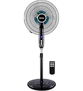 COSTWAY Pedestal Fan, Black-Double 3 Blades