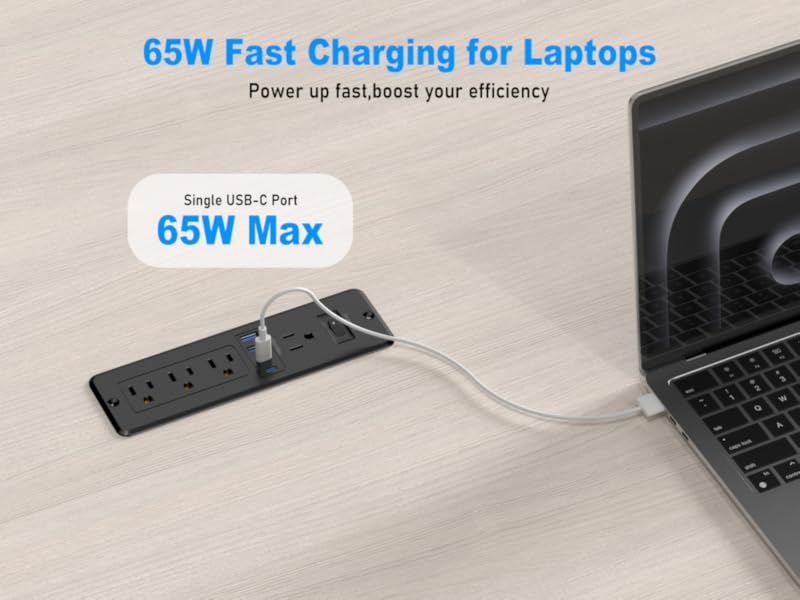 HEZI 65W USB C recessed power strip