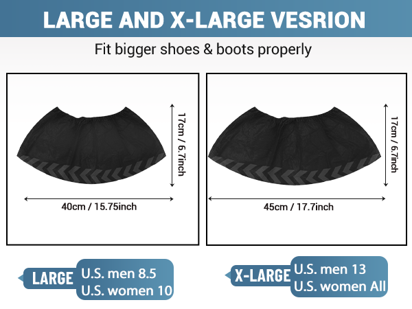 black shoe covers size guide
