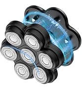 Magnetic Head Shaver Replacement Heads 7 Double Ring Waterproof Rotary Razor Blades for Bald Men ...