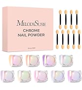 MelodySusie 9Pcs Unicorn Chrome Nail Powder,Ice Transparent Aurora,Mirror Effect,Color Changing P...