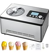 VEVOR Automatic Ice Cream Maker with Built-in Compressor, 2 Quart No Pre-freezing Fruit Yogurt Ma...