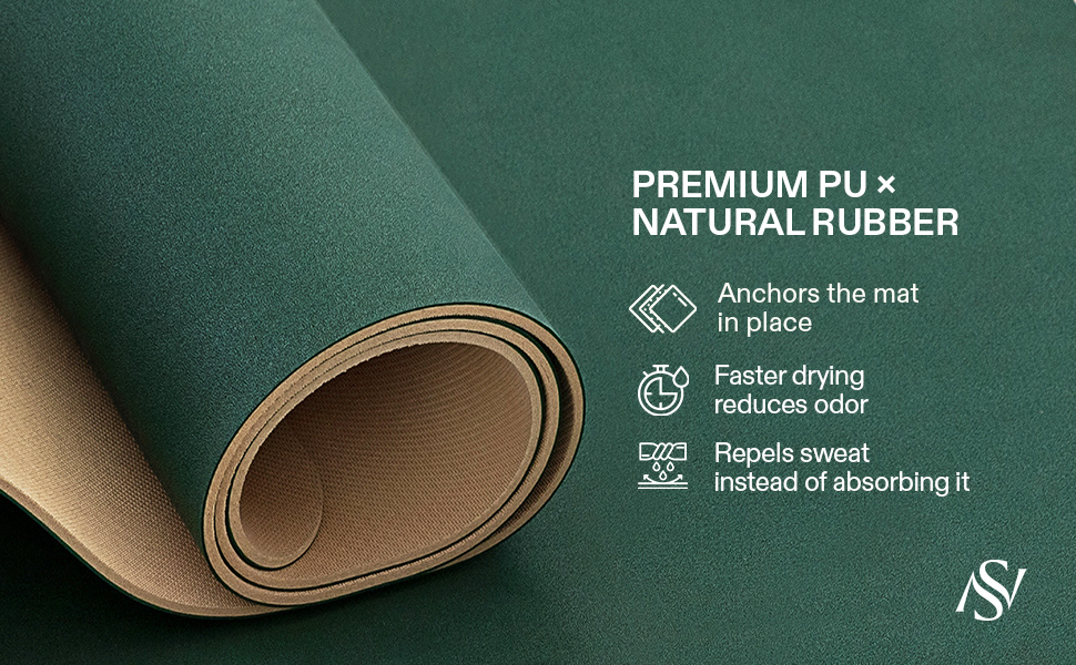 premium natural rubber yoga mat, non slip workout mat for hot yoga, pilates and fitness training