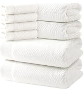 REDKISS Luxury Bath Towel Set of 8, 100% Cotton Bathroom Towels Set with 2 Bath Towels, 2 Hand To...