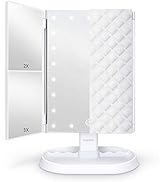 deweisn Trifold Lighted Vanity Makeup Mirror with 21 LEDs Lights,1x/2x/3x Magnification and Touch...