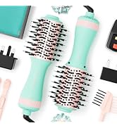 Travel Dual Voltage Hair Dryer Brush,Portable Mini Hot Air Blow Dryer Straightener &amp; Curler,Titan...