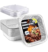 Tikxlafe 25 Pack 8x8 Aluminum Foil Pans with Lids-Disposable Square Baking Pans for Cooking, Baki...