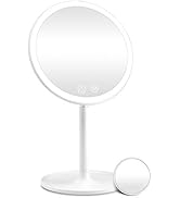 Rechargeable Lighted Makeup Mirror, 1X/10X Magnifying Vanity Mirror with 46 LED Lights, 3 Lightin...