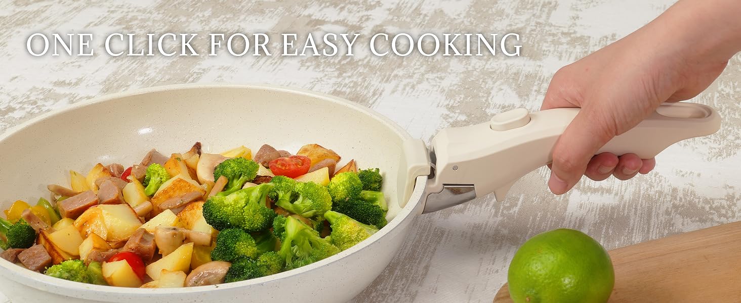 Ceramic Cookware Set with Removable Handle