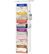 homyfort Weekly Clothes Organizer for Kids, 6-Shelf Hanging Closet Organizer with Colorful Labels...