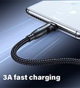 AUFU USB C Cable 6ft(3Pack-6.6ft/6.6ft/6.6 ft), 180° Rotation A to C Cable/3A USB C Fast Charger ...