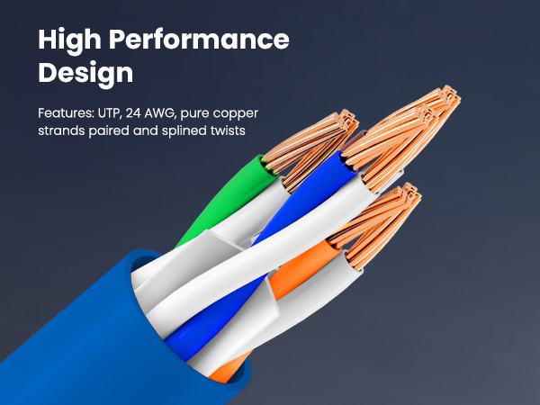 cat6 ethernet cable high performance UTP 24 AWG pure copper strands