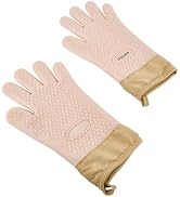 Silicone Oven Mitts with Five-Finger Design, Extended Cuff &amp; Soft Cotton Lining – Heat Resistant,...