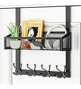 HapiRm Over The Door Organizer - Easy Installation Over The Door Hooks with Mesh Basket and 16 Ho...