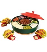 Taco Tuesday Kit - Taco Bar Serving Set for a Party - 30oz Heated Pot, 4 Taco Holders, &amp; Detachab...