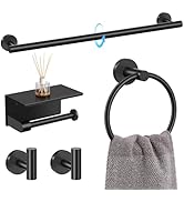 TQKAG 5 Piece Bathroom Towel Bar Holder Sets Matte Black Bathroom Hardware Set Stainless Steel To...
