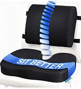 Seat Cushion &amp; Lumbar Support Pillow for Office Chair, Car, Wheelchair Memory Foam Desk Chair Cus...