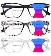 CLASAGA Progressive Multifocus Reading Glasses for Women, Blue Light Blocking Ladies Computer Rea...