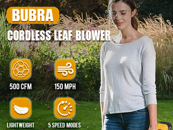 21V Electric Leaf Blower Cordless 500 CFM with 2 X 4.0Ah Batteries and Charger