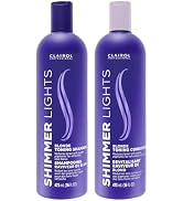 Clairol Professional Shimmer Lights Purple Shampoo &amp; Conditioner | Neutralizes Brass &amp; Yellow Ton...