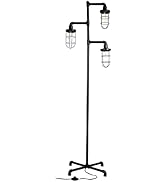 CONCA Steampunk Three Head Floor lamp, Tree Industrial Floor lamp, Rustic Edison Bulb, cage Shade...