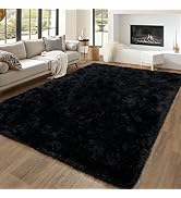 Dssimo Super Fluffy Rug for Bedroom, Modern Shag Black Area Rugs 5'x7', Soft and Cozy Plush Large...