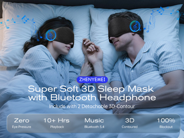 ZHENYEMEI Sleep Headphones Bluetooth Sleep Mask fits your face and nose shape perfectly