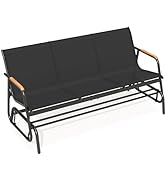 YITAHOME 3-Seat Patio Glider Bench, Porch Swing with Breathable Mesh Textilene Fabric, Black