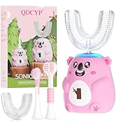 QDCYP Kids U Shaped Electric Toothbrush, Automatic 360° Sonic Cleaning, 6 Modes, 4 Brush Heads, C...