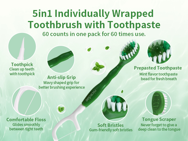 Nicedae mini toothbrush with toothpaste