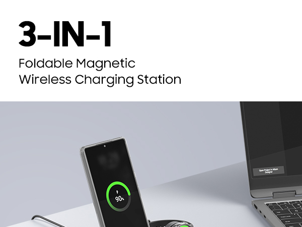 3 in 1 Foldable Magnetic Wireless Charging Station for Samsung