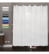 ZEMAHOME Frosted Plastic Shower Curtain Liner, 72x72 Inch Thin Lightweight Plastic Semi-Transpare...