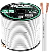 Install Link 14 Gauge Speaker Wire (White) for Car, Home or RV Audio Cable, 100ft, CCA