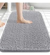 Arotive Chenille Bathroom Rugs 30x20, Soft Absorbent Bath Mat, Grey | Rubber Backing, Machine Was...