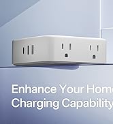 Ultra Thin 5FT Flat Extension Cord, TESSAN Surge Protector Flat Plug Power Strip 4 Wide Spaced AC...