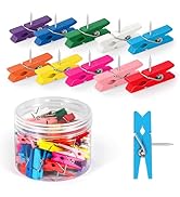 GOOLADA 10 Colors Wooden Push Pin Clips 50pcs Colorful Cute Pushpins Fun Thumb Tacks for Bulletin...