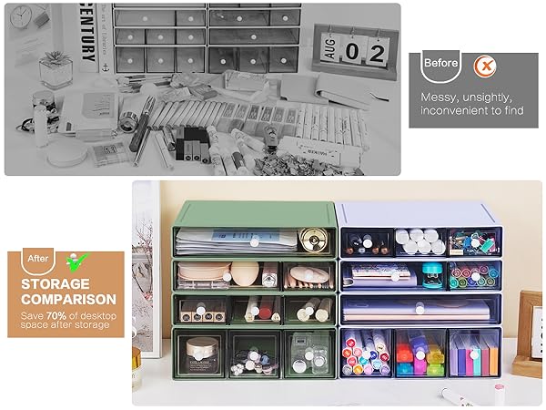 4 Tiers Stackable Desktop Craft Storage Drawers