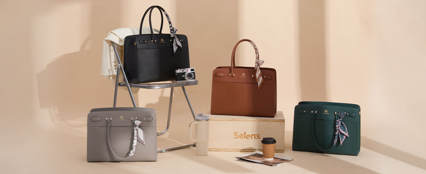 LOVEVOOK women&amp;amp;#39;s laptop briefcase available in multiple colors: Black, Brown, Grey and Green.