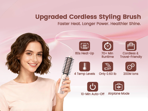 Cordless Hair Curling Iron Brush