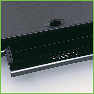 Slide-out drip tray empties easily.