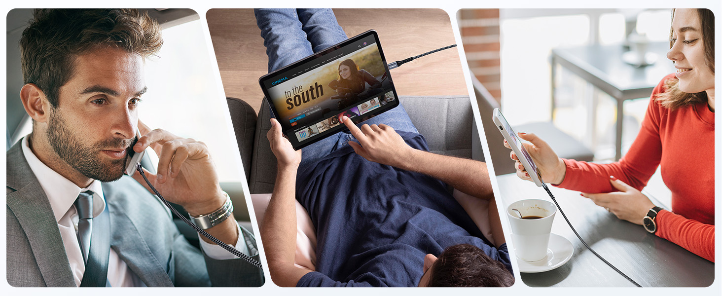 a man is sitting on a couch with a tablet in his hand.