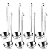 8 PCS Stainless Steel Ladle Soup Handle Ladle with Pouring Rim for Kitchen Cooking Soup Sauce (4 oz)